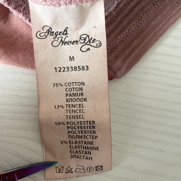 Y2K Angels Never Die Women's Top Medium Pink Long Sleeve Tunic Pockets Bellacore - Picture 6 of 8